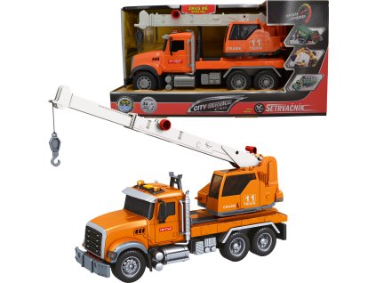 CITY SERVICE CAR - 1:14 - Nákladní auto s jeřábem (se zvukem, světly a dalšími funkcemi)