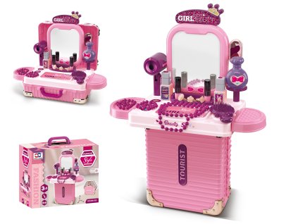 2v1 Malý kufr a kosmetický stolek se zrcadlem