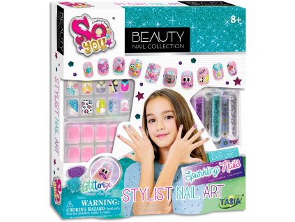 TASIA - Stylová sada Nail Art s třpytkami a samolepkami
