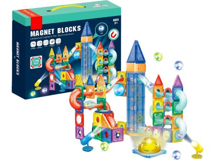 Magnetická stavebnice s LED světly a kuličkou - 134 ks