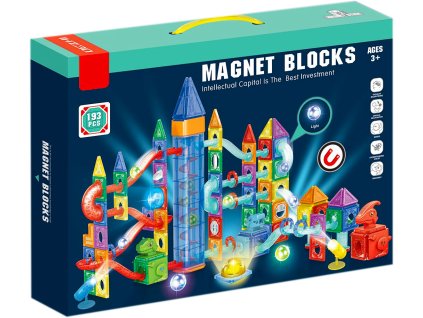 Magnetická stavebnice Dinosauří park s LED světly a kuličkou - 193 ks