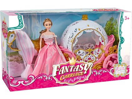Magický kočár růžový s Pegasem a panenkou - světlo, zvuk