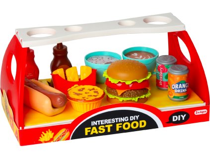 Sada fast food - hamburger a hot dog s doplňky