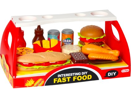 Sada fast food - hamburger a bageta s doplňky