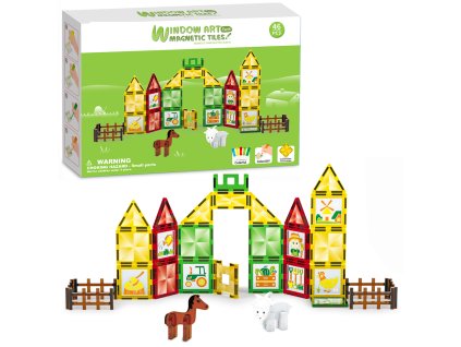 Magnetická stavebnice - Farma s malováním 46 ks