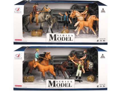 Zvířátka z farmy - Set koní s jezdcem a příslušenstvím 2 druhy