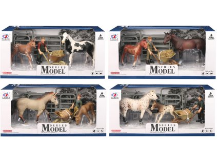 Zvířátka z farmy - Set koně s hříbátkem 4 druhy