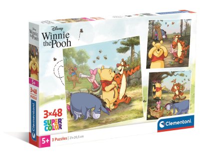Clementoni - Puzzle 3x48 Čtvercové Disney Medvídek Pú