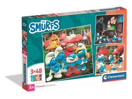 Clementoni - Puzzle 3x48 Čtvercové Šmoulové