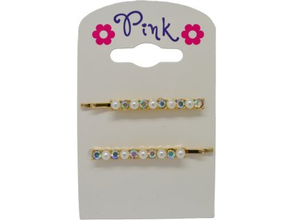 Sada 2 sponek do vlasů zdobené perlami a diamanty