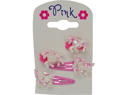 Vlasové doplňky Jednorožec - sada 4 ks (2 sponky, 2 gumičky)