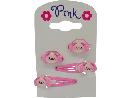 Vlasové doplňky Pejsek - sada 4 ks (2 sponky, 2 gumičky)