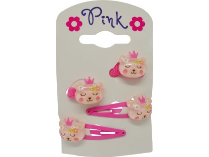 Vlasové doplňky Medvídek - sada 4 ks (2 sponky, 2 gumičky)