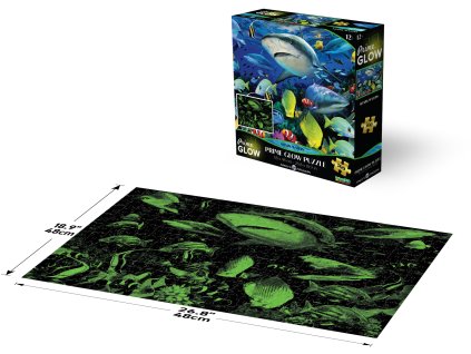 PRIME 3D Svítící PUZZLE - Neonové puzzle Žralok 500 dílků