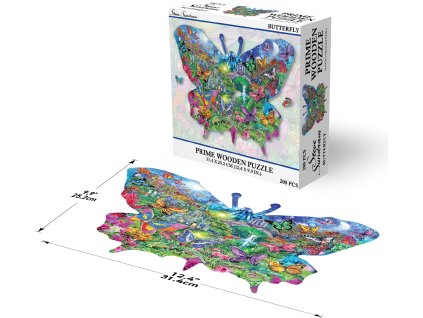 PRIME 3D Dřevěné PUZZLE - Motýl 200 dílků