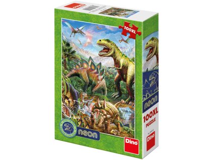 DINO Puzzle 100 dílků XL Svět dinosaurů 33x47cm svítí ve tmě skládačka