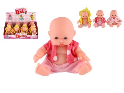 Miminko panenka pevné tělo plast 12cm 3druhy 12ks v boxu
