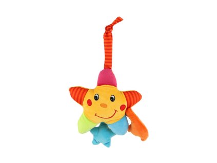 Hvězda natahovací hrací strojek plyš 18x18cm v sáčku 3m+