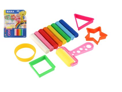Modelína/Plastelína NARA 100g 8ks s vykrajovátky 4ks s válečkem 23x28x2cm