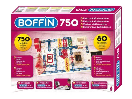 Stavebnice Boffin 750 elektronická 750 projektů na baterie 80ks v krabici 52x40x8cm