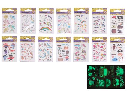 Tetovací obtisky - MIX 6x10,5 cm svítící ve tmě