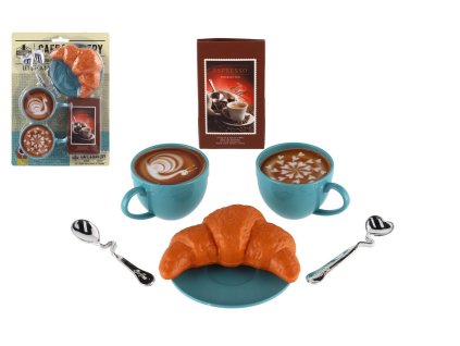 Kávová sada s doplňky plast na kartě 17x23cm