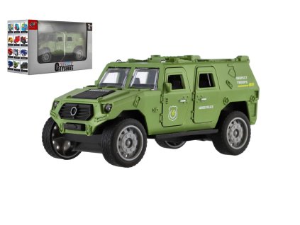 Auto vojenské plast 13cm na setrvačník v krabici 17x10x6,5cm