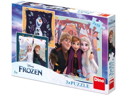 DINO Puzzle Frozen Radostný podzim 3x55 dílků 18x18cm skládačka