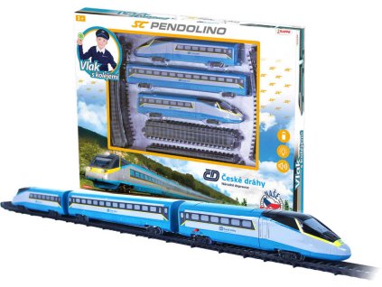 Vlak ČD SC České Dráhy Super City Pendolino s kolejemi na baterie Světlo Zvuk
