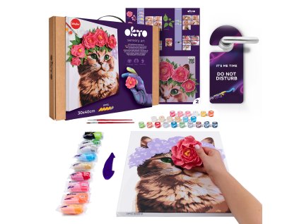 OKTO Malba a 3D modelování obraz "Kočka s květinovou korunkou" 30x40 cm