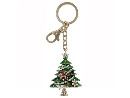 Přívěsek na klíče zlatý vánoční stromeček