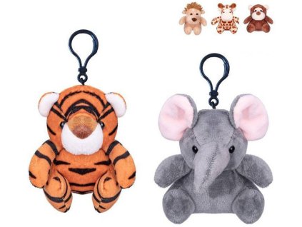 PLYŠ Klíčenka zvířátko safari přívěsek na klíče 5 druhů
