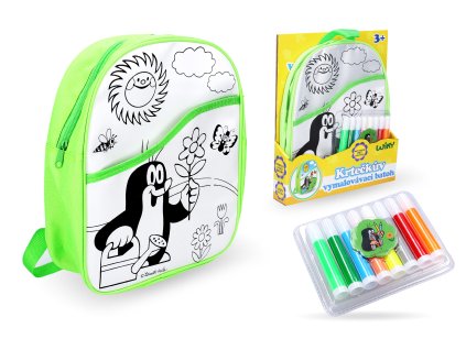 Batoh Krtek vymalovávací zelený 30 cm + 8 fixů