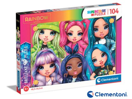 Clementoni - Brilliant puzzle Rainbow High: Duhové kamarádky 104 dílků