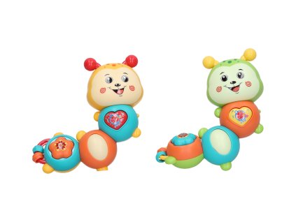 Chrastítko housenka s efekty 14 cm