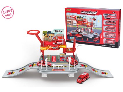 Hasičská stanice s auty 65x19x24,5 cm - český obal