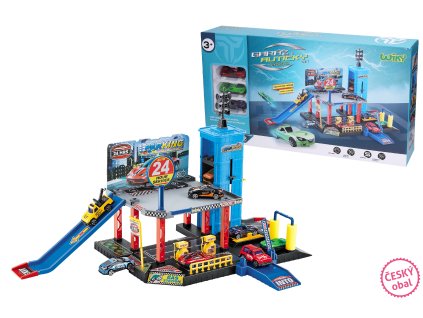 Garáž s výtahem a čerpací stanicí 57x35x33 cm - český obal