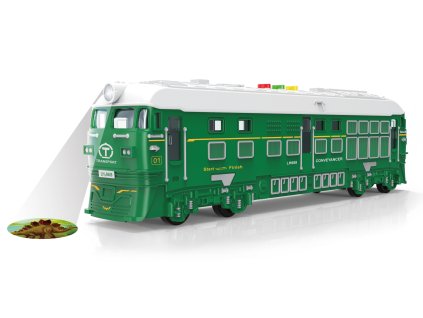 Vlak na setrvačník s efekty a projekcí zelený 33 cm