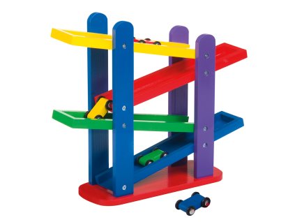 Autodráha dřevěná s autíčky 4ks