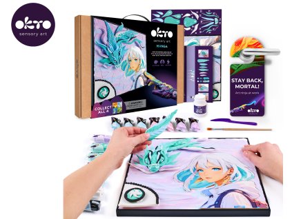 OKTO Manga motiv živlů "Vítr" výtvarný set 30x40 cm