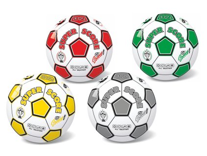 Míč fotbalový 23 cm nafouknutý 4 barvy v síťce