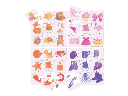 Bigjigs Toys Dřevěné didaktické puzzle barvy 4v1