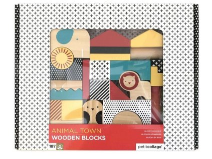Petit Collage Dřevěné kostky zvířátka