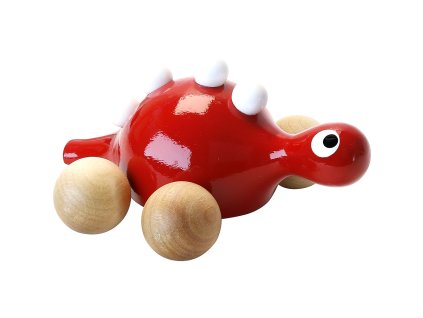 Vilac Dřevěný dinosaurus na kolečkách červený