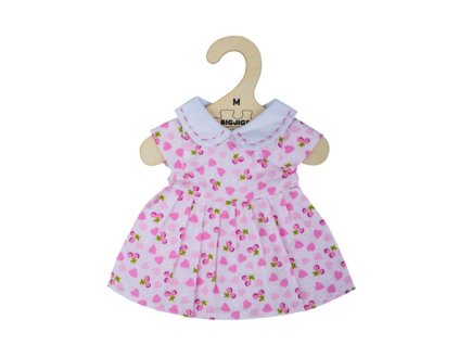 Bigjigs Toys Růžové šaty se srdíčky  pro panenku 34 cm