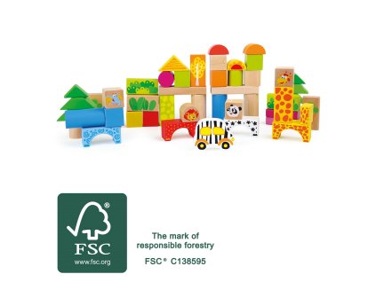small foot Dřevěné zoo stavební kostky 50 ks