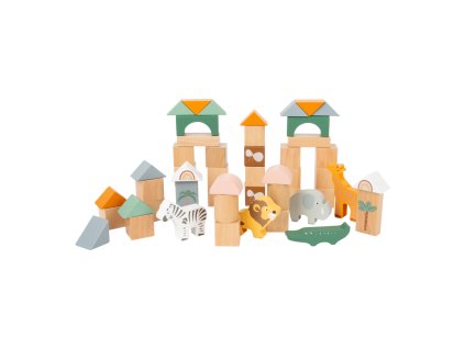 small foot Dřevěné stavební kostky Safari 50 ks