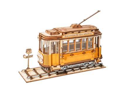 RoboTime 3D dřevěná skládačka Historická tramvaj