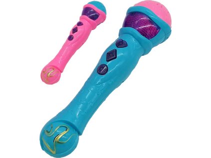 Mikrofon holčičí barevný 23cm na baterie Světlo Zvuk 2 barvy plast