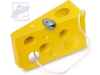 WOODY DŘEVO Provlékadlo "Sýr s myškou" * DŘEVĚNÉ HRAČKY *